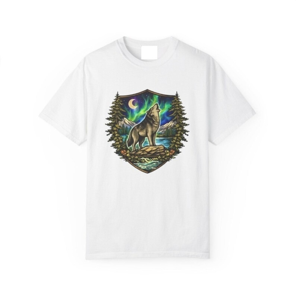 Wolf Howl T-Shirt Northern Lights Outdoor Graphic Tee